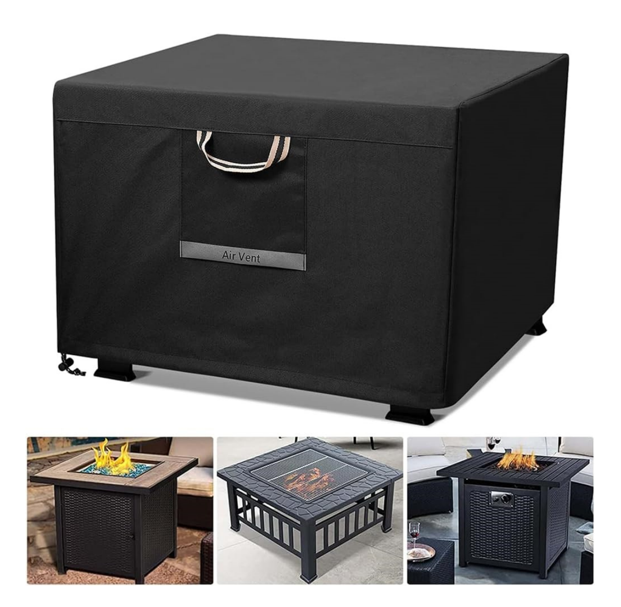 Fire Pit Cover Rectangular Super Waterproof Outdoor Fire Pit Table Cover 600D Strong Tear Resistant And Fading Resistant