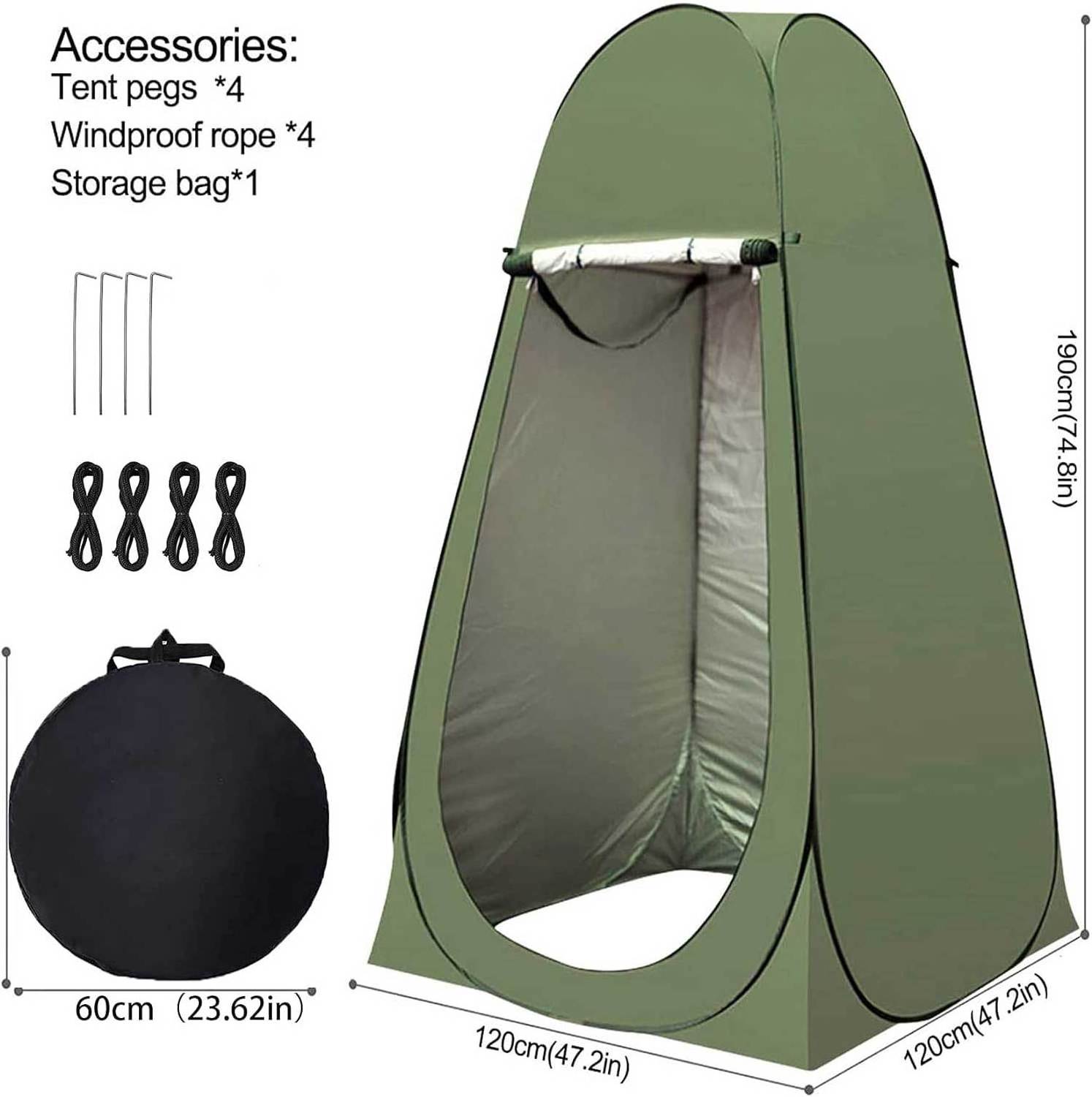 High Quality Outdoor Portable Camping Shower Tent Solar Shower Bath Bag Kit Shelter Tent Instant Pop Up Tente