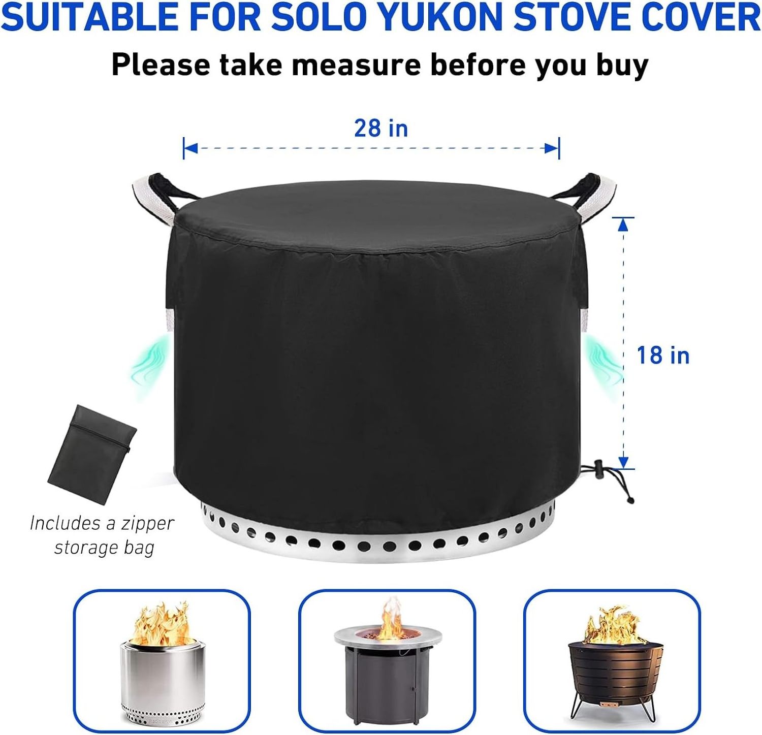 Fire Pit Cover Round 28 Inch Outdoor Fire Table Cover Compatible For Solo Stove Ranger Waterproof Cover For Smokeless Fire Pit