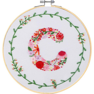 Embroidery Kit for Adults Beginners with Flower Stamped, Cross Stitch Starter Kits with Bamboo Embroidery Hoop Easy to Follow