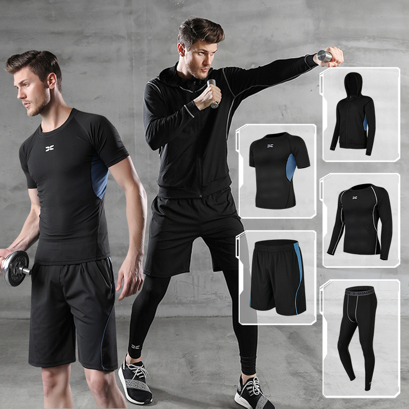 Fitness Wear Men Sportswear 5 Pieces Workout Gym Sets Men Compression Custom Gym Five Piece Set