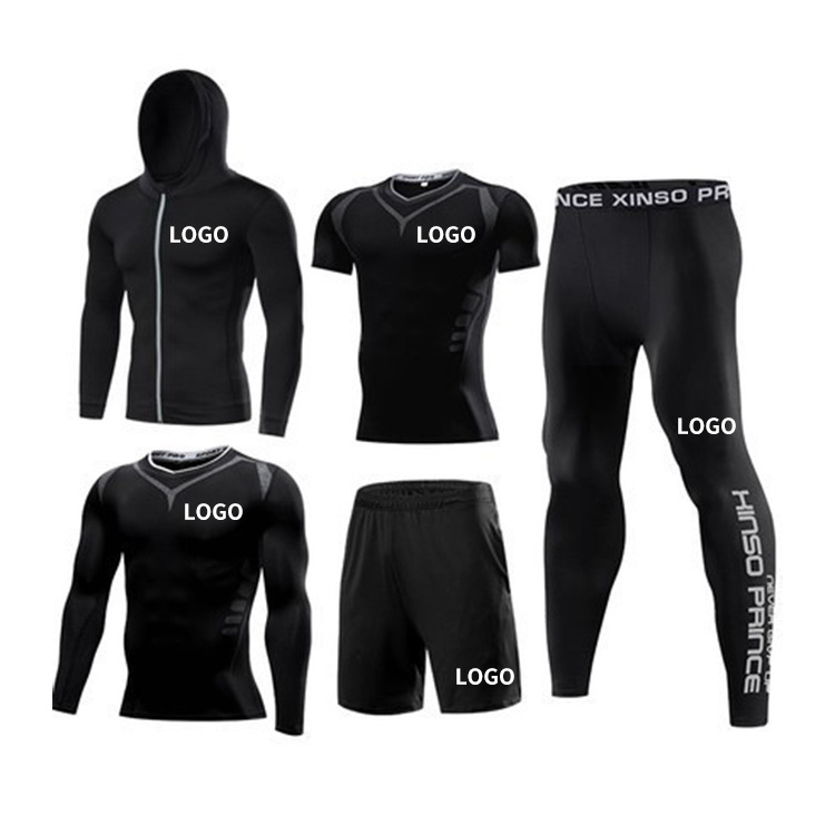 Fitness Wear Men Sportswear 5 Pieces Workout Gym Sets Men Compression Custom Gym Five Piece Set