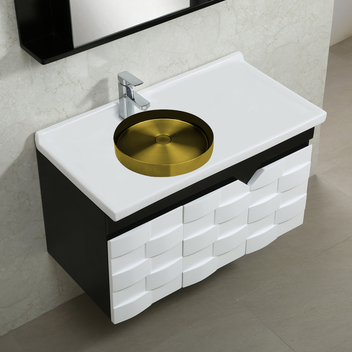 New design PVD Stainless Steel Sink Bathroom Basin Above Counter Sink