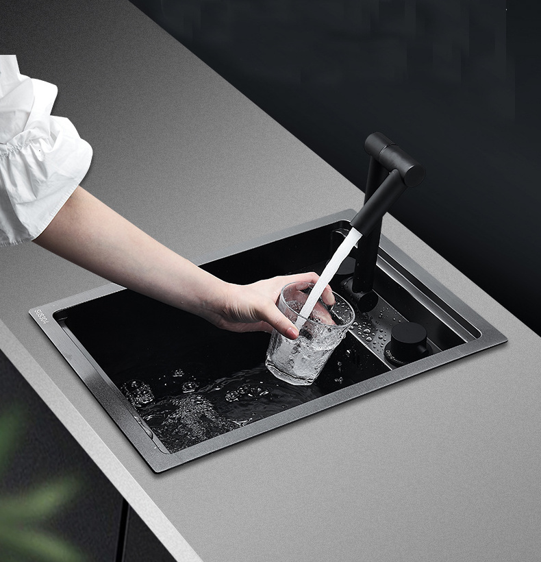 New Design Bar Sink Hidden Kitchen Sink 304 Stainless Steel Single Groove Invisible with Cover