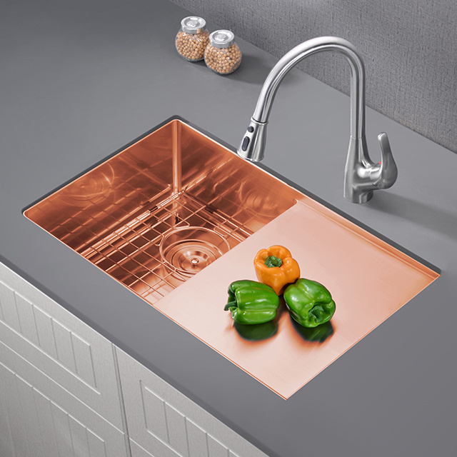 gold rose gold black silver nano High Quality ss 304 Stainless Steel Single Bowl Farmhouse handmade kitchen sink