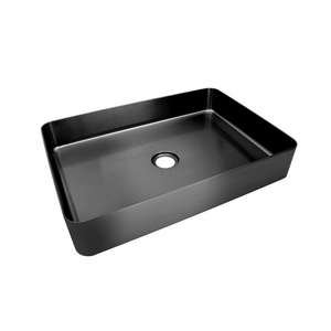 MEIAO Bathroom 18" Rectangle Stainless Steel Vessel Sink Above Counter Wash Basin Farmhouse Bathroom Sink Vanity Sink Art Basin