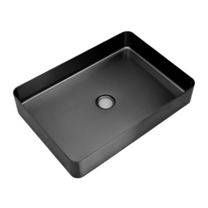 Meiao Black 304 Stainless Steel Sink Above Counter Single Bowl Handmade Bathroom Hand Wash Basin