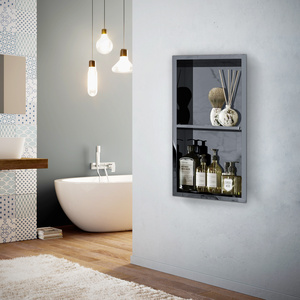 Double Layer Black Tile Shower Niche Bathroom For Tiles