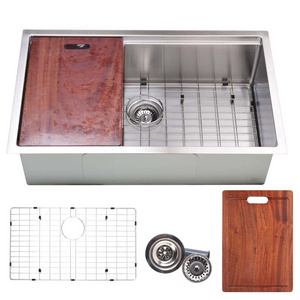 Hot sale 304 Stainless Steel Household manual Restaurant Dishwashing handmade sink kitchen Grid/drainer/sink size 32*19*10 inch