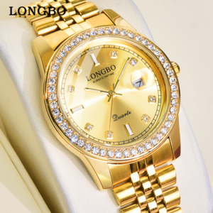 LONGBO classic custom bling women wrist watch  3a high quality men full diamond watch for men luxury watch manufacturer