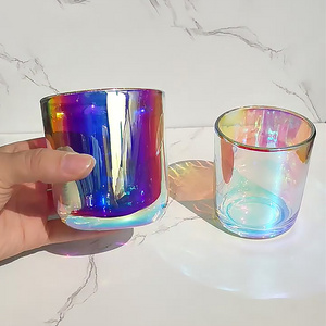 iridescent glass candle holder 12 oz iridescent candle vessels holographic glass iridescent candle jars with lids