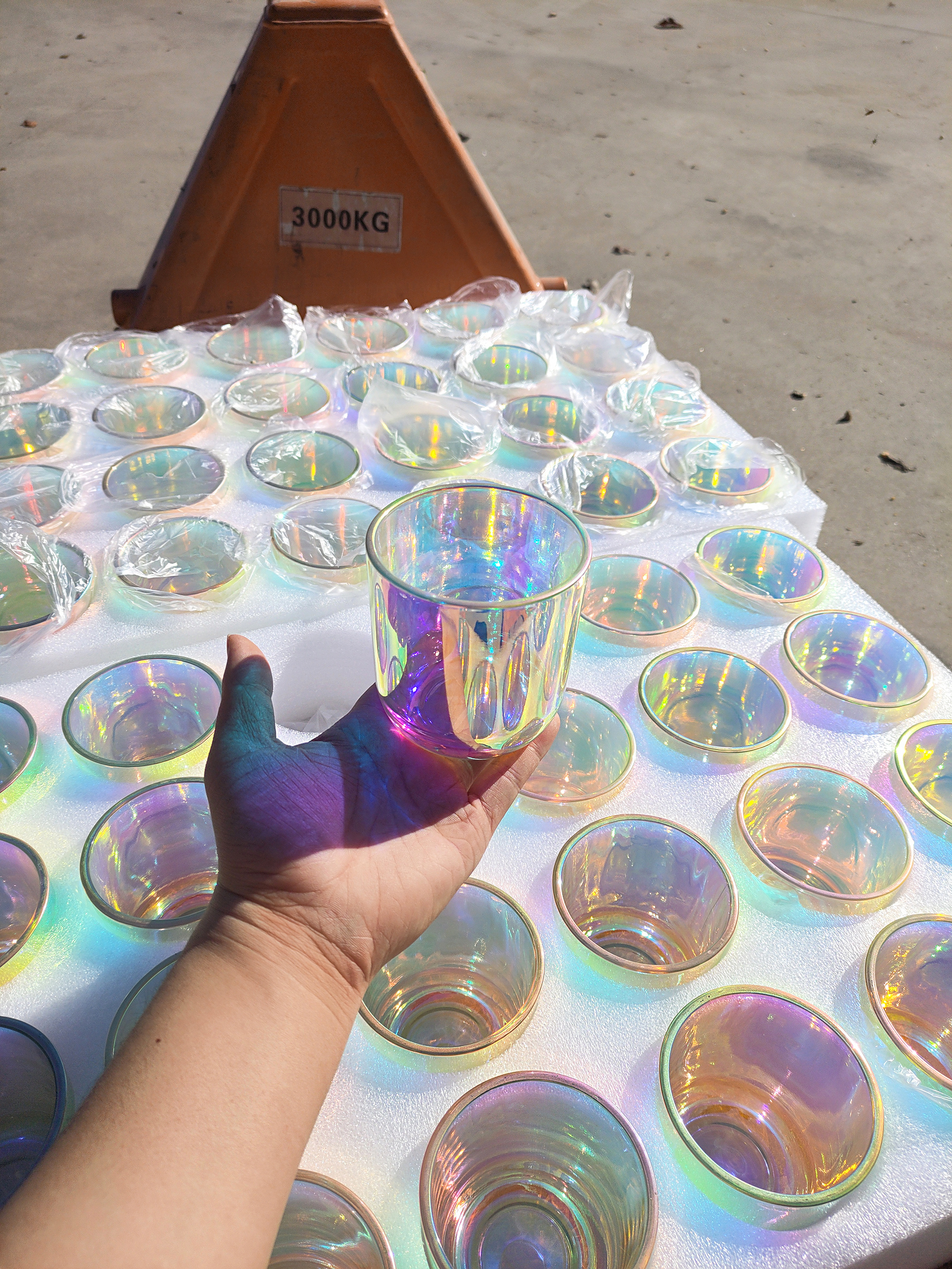 iridescent glass candle holder 12 oz iridescent candle vessels holographic glass iridescent candle jars with lids