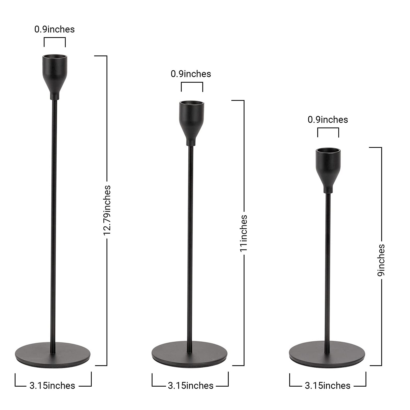 Metal Tall Candle Black Candle Holders Decorative For Wedding