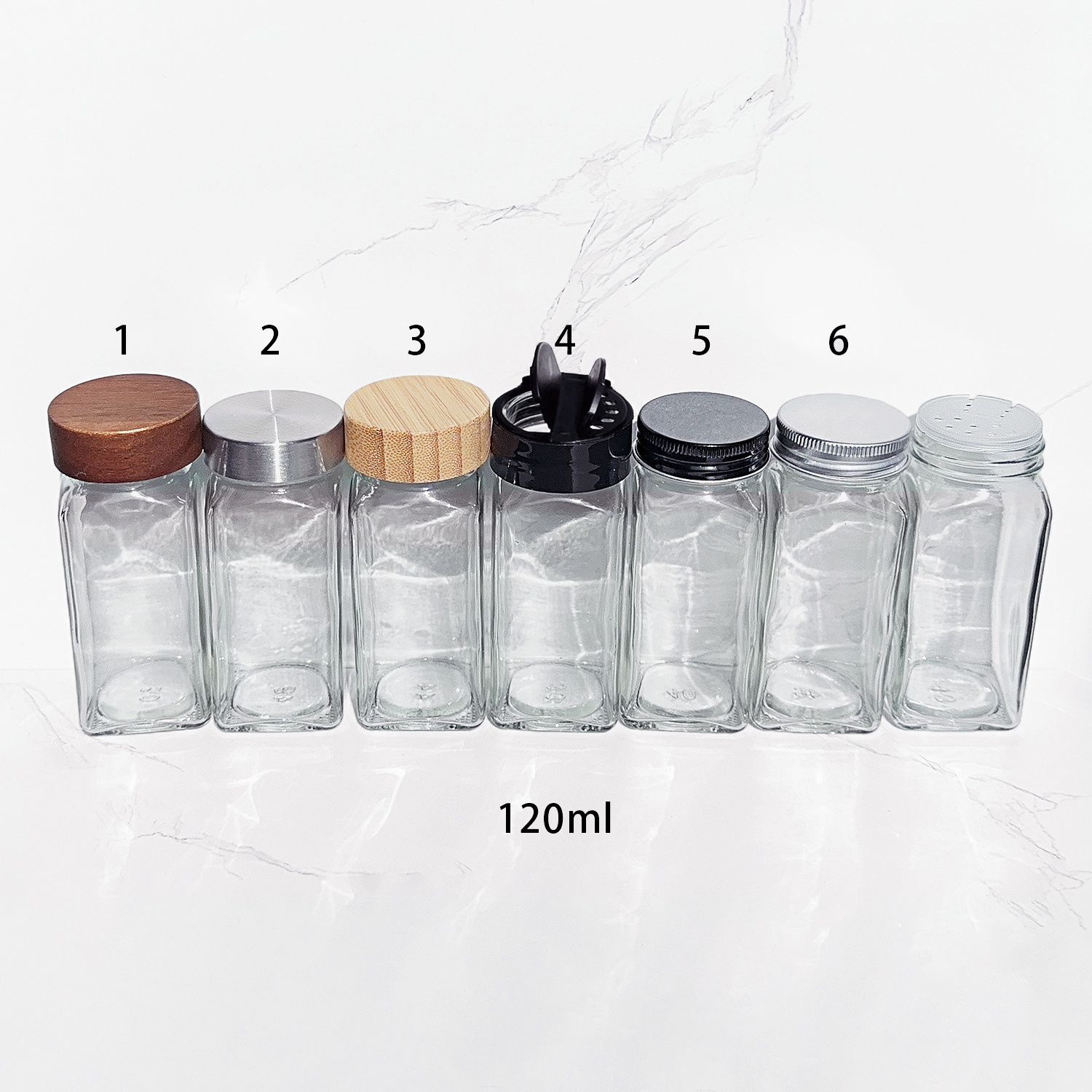 12 Piece Glass Spices Jar With Labels Glass Jars  With Bamboo Lids For Spices