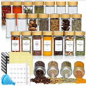 12 Piece Glass Spices Jar With Labels Glass Jars  With Bamboo Lids For Spices