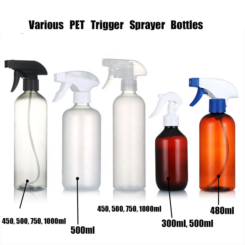 wholesale in bulk empty hdpe 32oz 1 liter 1l 1000ml 16oz 16 oz 500 ml 500ml chemical cleaner plastic trigger spray bottle