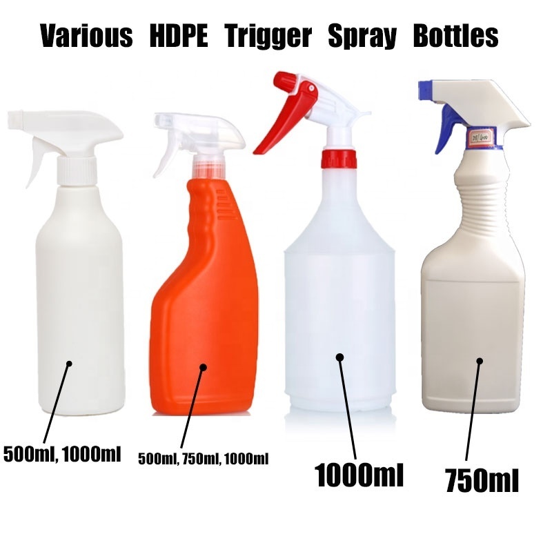 wholesale in bulk empty hdpe 32oz 1 liter 1l 1000ml 16oz 16 oz 500 ml 500ml chemical cleaner plastic trigger spray bottle