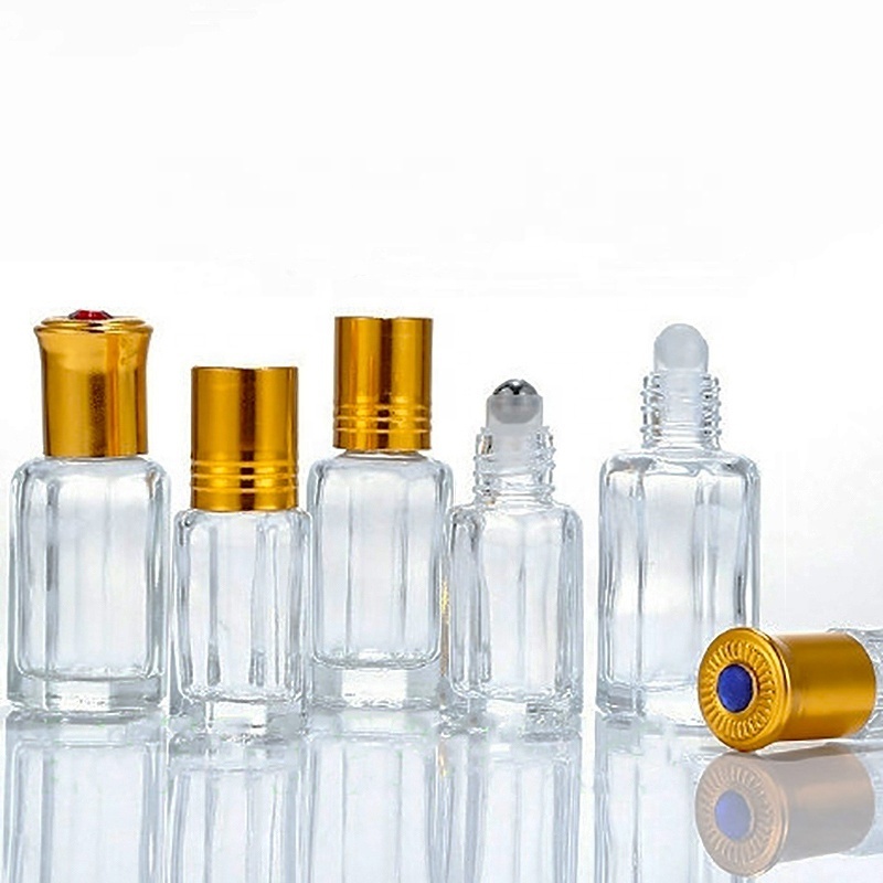 Wholesale Free Sample Perfume Glass Rollon Vial 3ml 6ml 9ml 12ml Octagon Attar Glass Roller Bottle