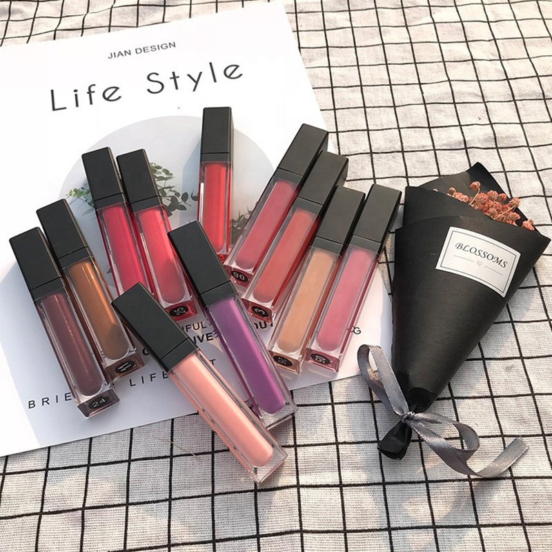 Vegan lipsticks Makeups Private label 10 color matte liquid lipsticks private label   pink lipsticks container