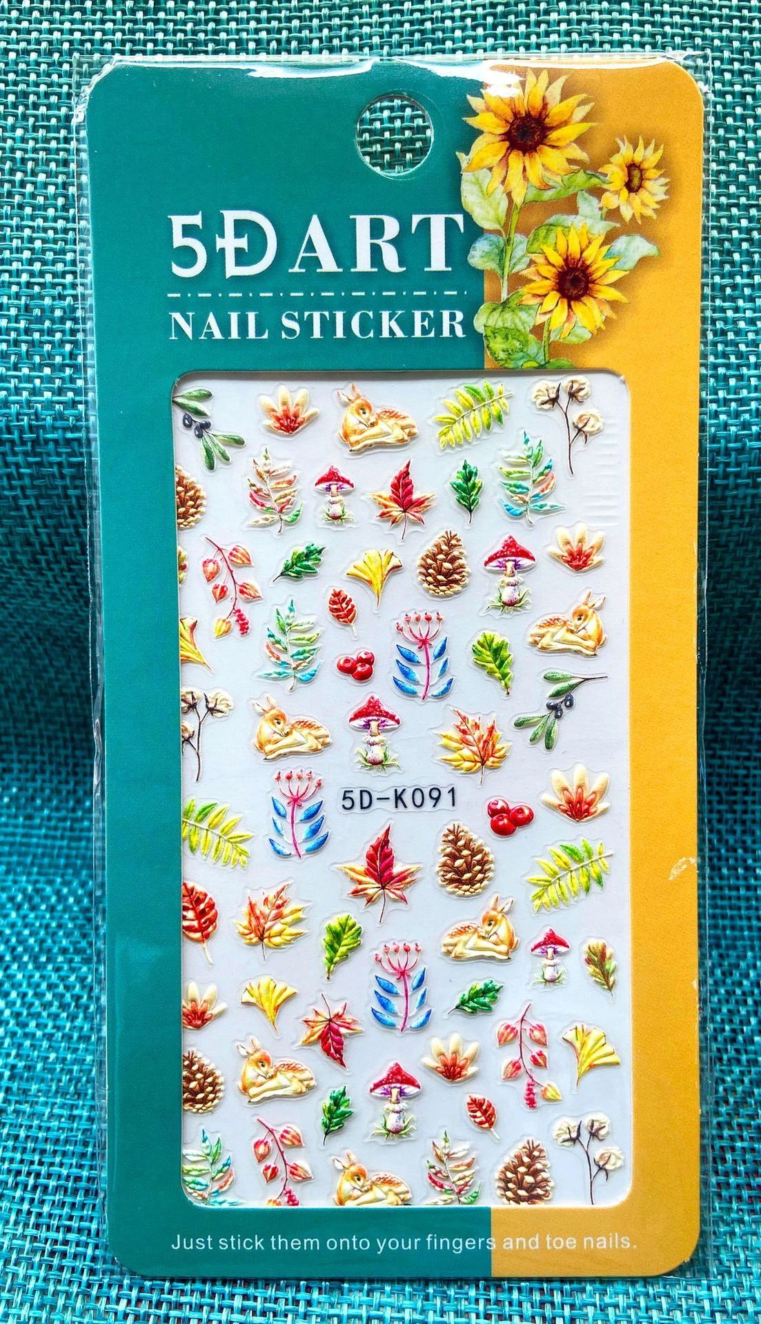 New Autumn Fall Leaves Maple Leaf 5D Nail Art Stickers Decals