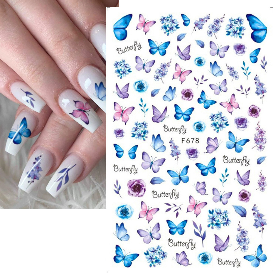 Sample $0.01 Christmas Flakes Ocean Shell Blue Butterfly Spring Flower 3D Nail Art Sticker Decals