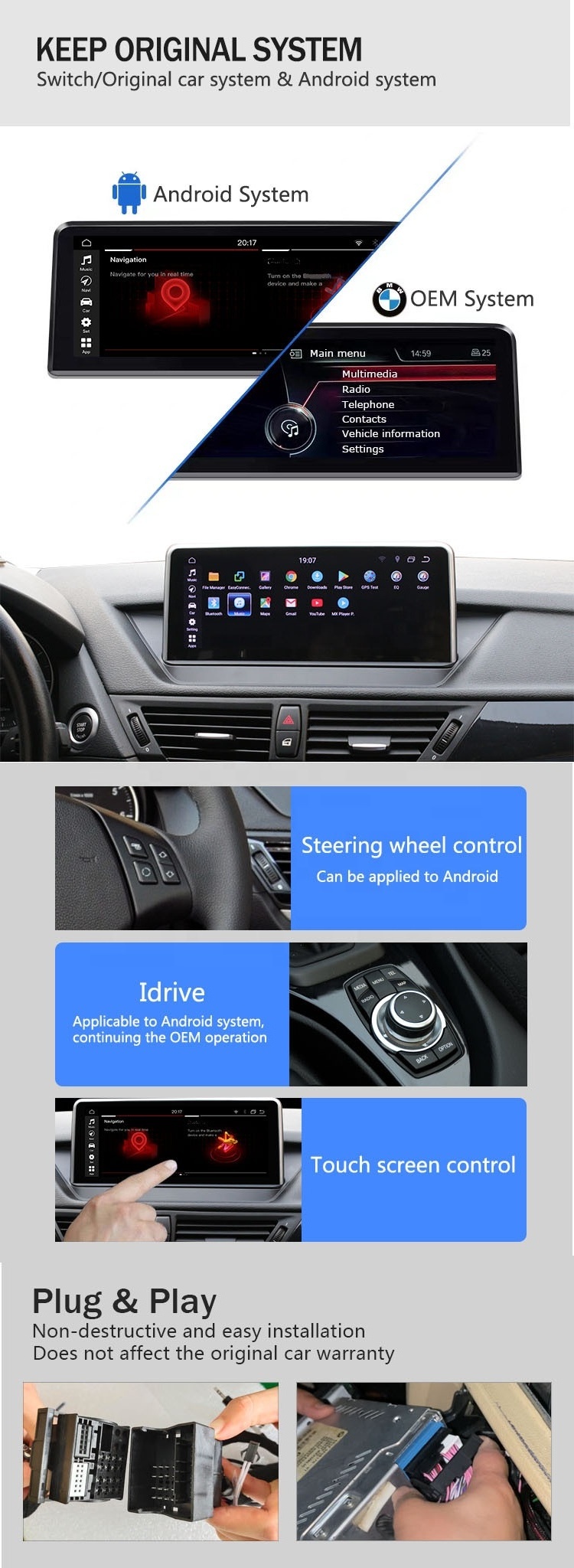 Big Screen carplay 10.25 Inch 8 Core 4G  Android 10 Navigation gps Car Video Autoradio For BMW 1 Series  E87  Accessoris