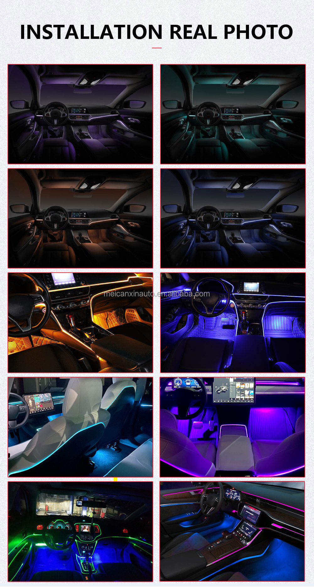 MCX LED Strip Light Atmospheres Car interior ambient Lights With APP Music Wireless Remote Control RGB colorful