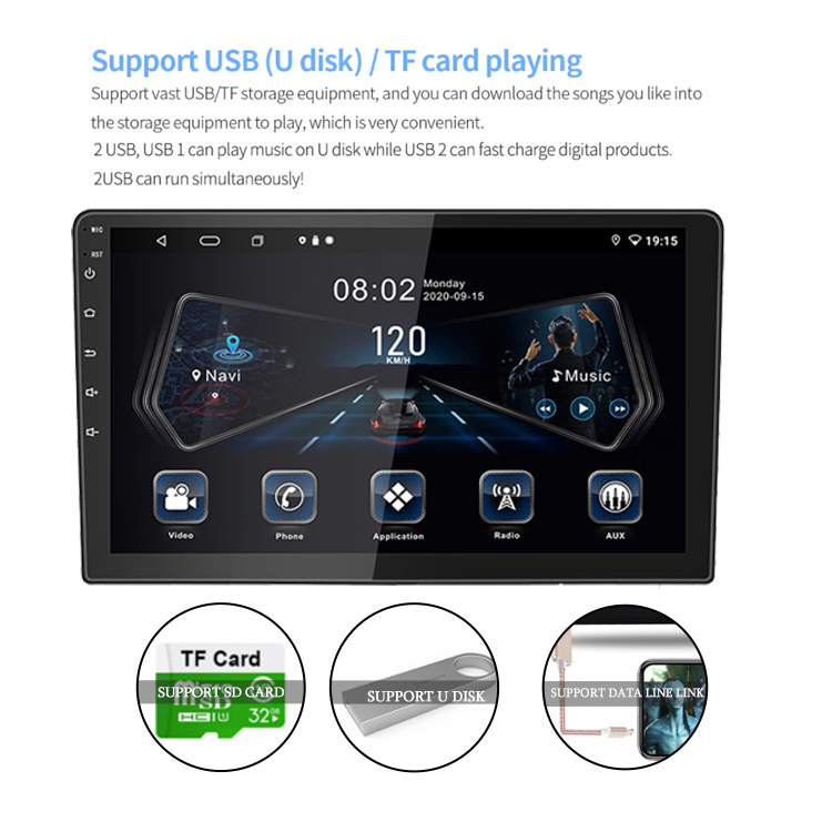 OEM universal 10 inch pantallas para radio de coche 2din android Autoradio WIFI/GPS/BT/FM/RDS/AM radio stereo car player