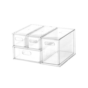 New design Transparent  Stackable PET Plastic Storage Cabinet Drawers