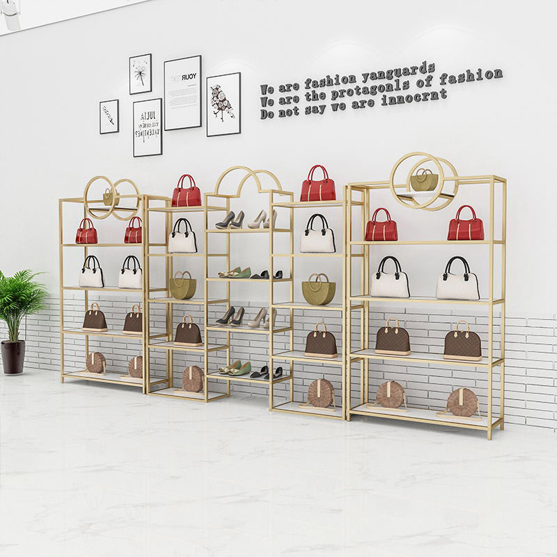 Meicheng Bag Display Furniture Product Display Stands Metallic Shoe Display Shoes Rack Shelf Shop