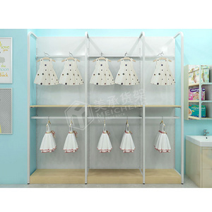 Meicheng Boutique Display Shelf Baby Shop Wall Mounted Metal Clothes Rack For Clothing Store