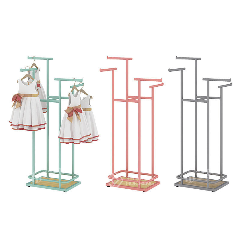 Meicheng Fashion Clothes Store Decoration Shop Clothing Display Rack Steel 4 Way Commercial Clothes Rack