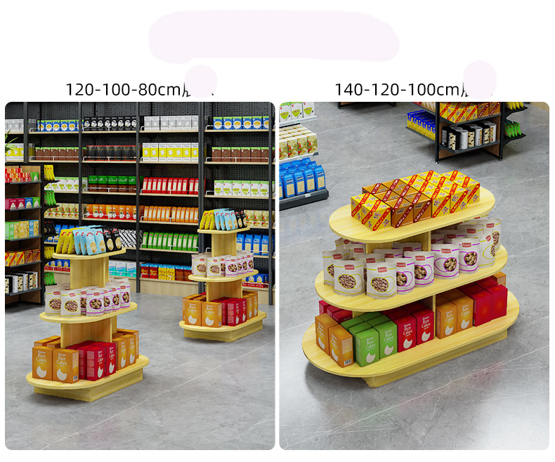 Meicheng supermarket shelves grain and oil display cabinet multi-layer circular and square stand display stand promotion table