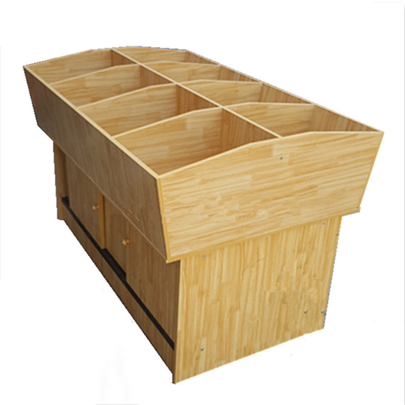 Meicheng Good Quality Supermarket Wooden Fruit Vegetable Display Rack For Store Bulk Shelves Dry Goods Racks Rice Racks