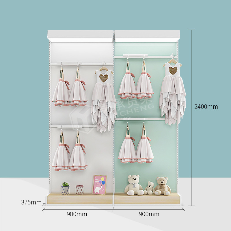 Meicheng Boutique Display Shelf Baby Shop Wall Mounted Metal Clothes Rack For Clothing Store