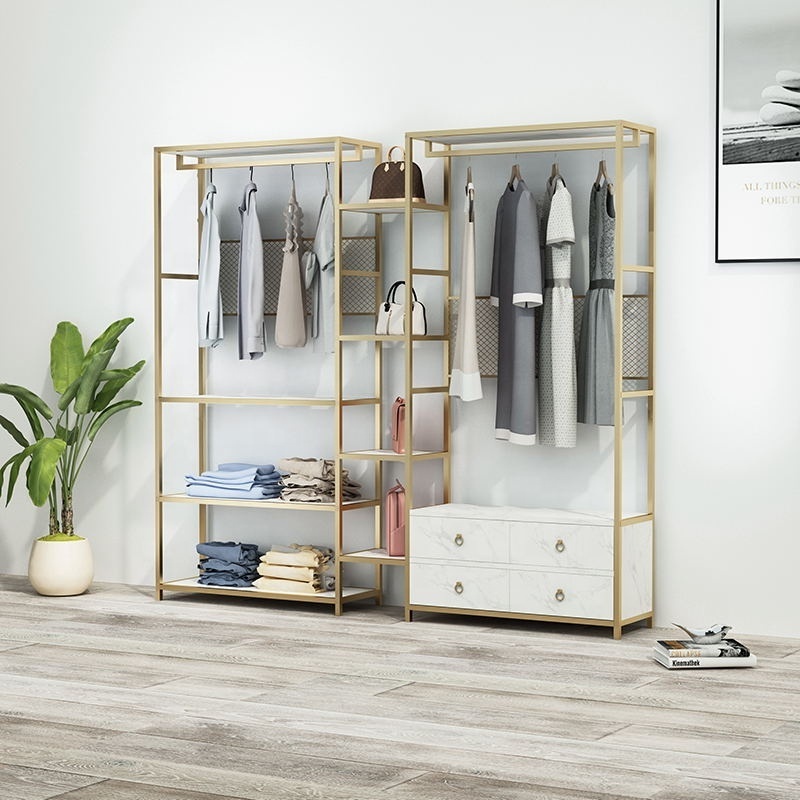 custom fashion clothes racks rails with storage display cabinet stands clothing commercial display clothes showcase rack steel