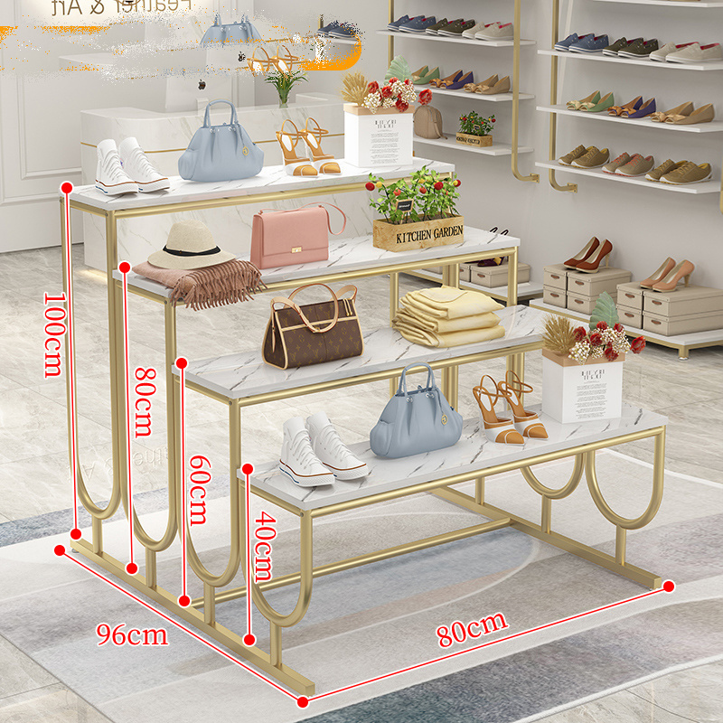 Clothing store display rack shoe bag shop Nakajima flow table middle display table high and low shoe store shoe rack display tab