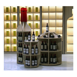 Meicheng Liquor Shelving Free Standing Display Wine Rack Wood For Convenience Stores