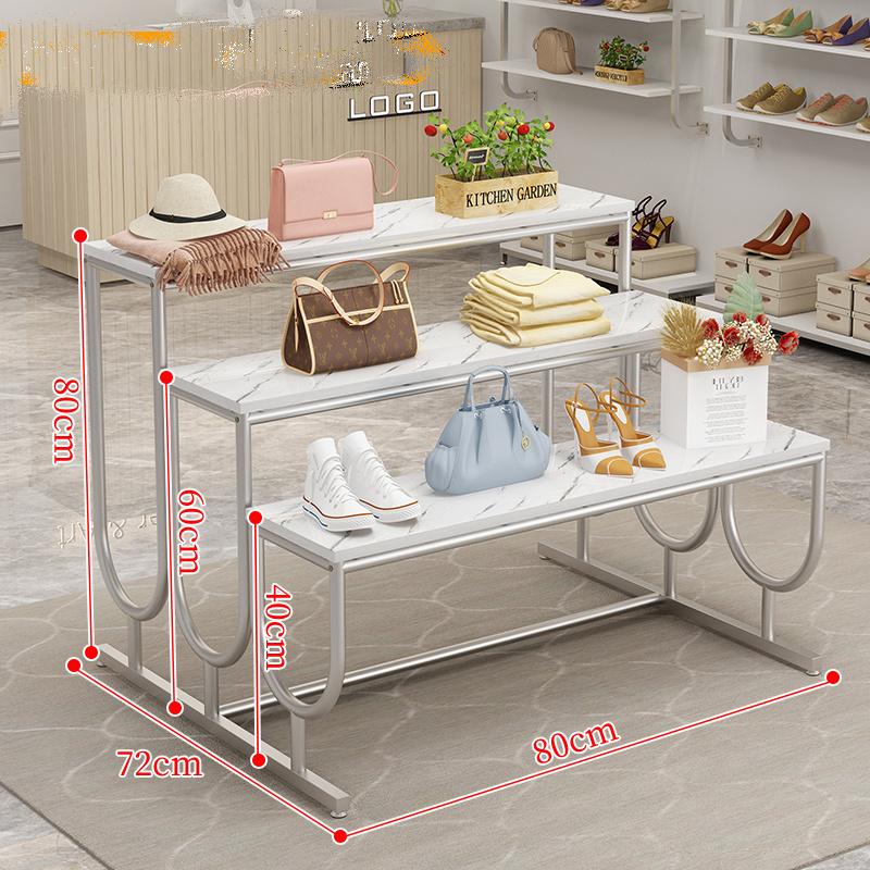 Clothing store display rack shoe bag shop Nakajima flow table middle display table high and low shoe store shoe rack display tab