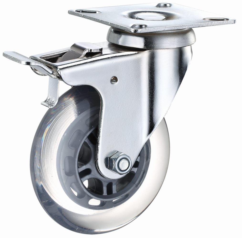 Transparent PU Universal Noiseless Caster Wheels Transparent 3