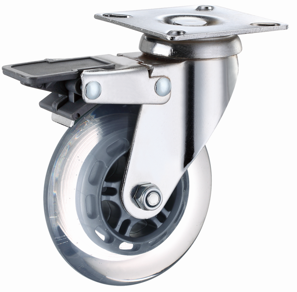 Transparent PU Universal Noiseless Caster Wheels Transparent 3