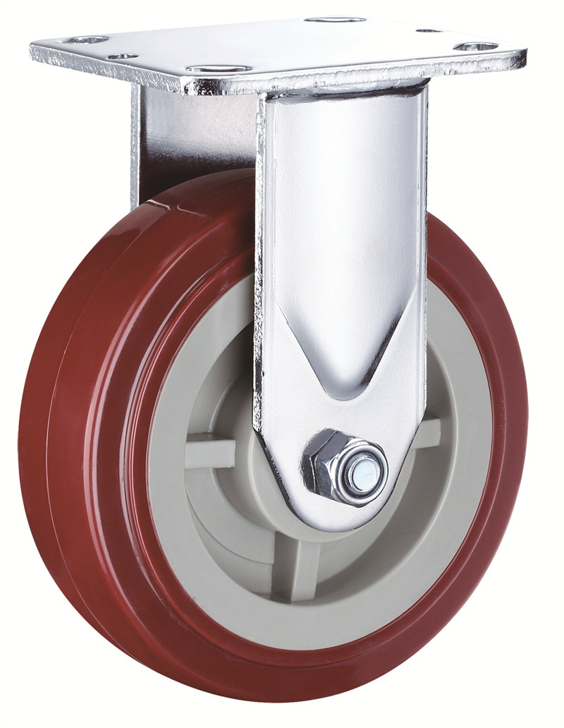 Plate Heavy Duty AGV Caster Wheel With Brakes Industrial Shock Absorbing PU Caster