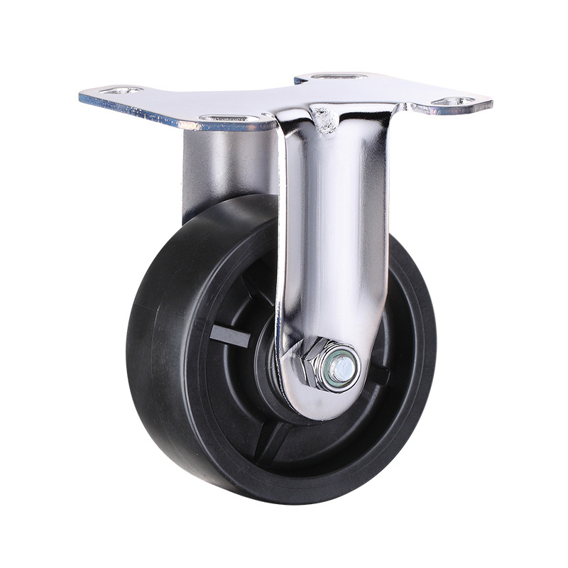 2 3 4  inch Zinc Plated Black Rubber Oil Proof Wheel Castor Rigid Swivel Locking Brake Trolley Cart Garbage Casters