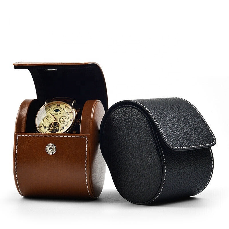 Meidian Popular Design Handmade Leather Watch Rolls Box for Man Watch Roll Travel Case with Pillow