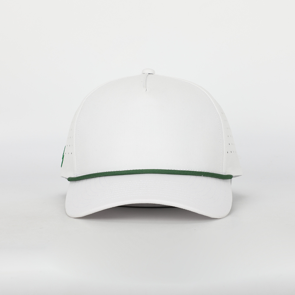 Oem Custom Logo 5 Panel Plain Blank Golf Cap,Laser Cut Hole Perforated Gorras,Classic Quick Dry Polyester Rope Hat