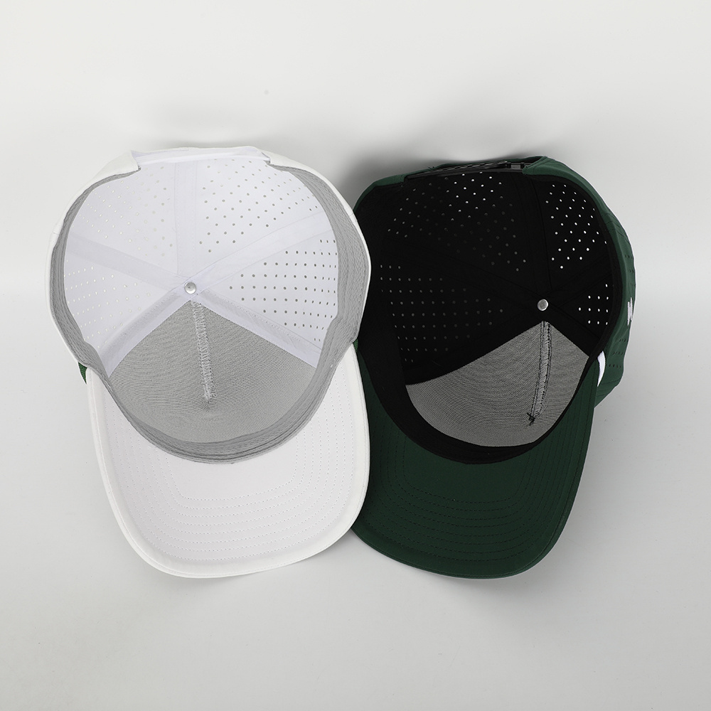 Oem Custom Logo 5 Panel Plain Blank Golf Cap,Laser Cut Hole Perforated Gorras,Classic Quick Dry Polyester Rope Hat