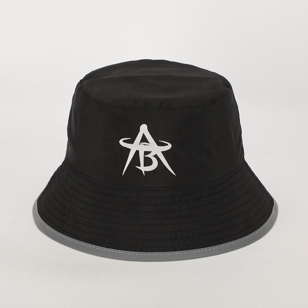 BSCI Wholesale Custom High Quality Black Polyester Printed Logo Reversible Fisherman Gorras Unisex Sun Cap Summer Bucket Hat