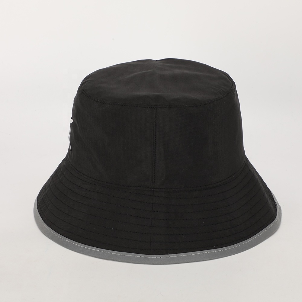 BSCI Wholesale Custom High Quality Black Polyester Printed Logo Reversible Fisherman Gorras Unisex Sun Cap Summer Bucket Hat