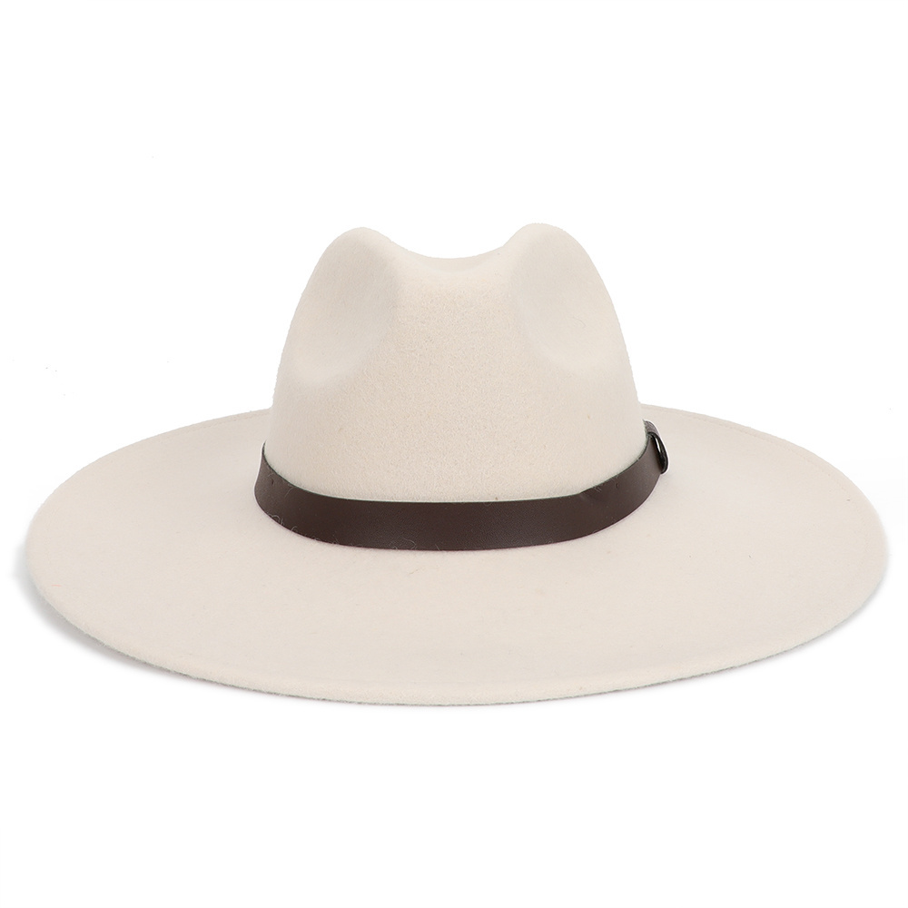 Custom Unisex Wide Brim 100% Australian Wool Soft Felt Fedora Hats With Leather Belt