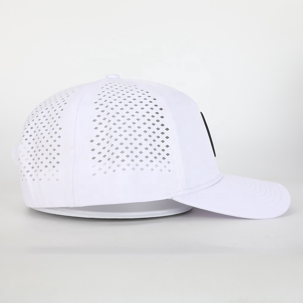 Wholesale Custom Rubber Patch Logo 5 Panel Sport Embroidery Hat,Oem Laser Cut Hole Gorras,High Quality Polyester Baseball Cap